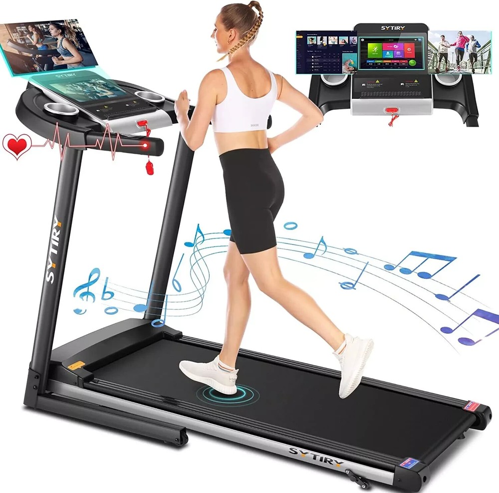 3.25HP Folding Treadmill with HD Touchscreen Walking/Running Treadmill Machine~