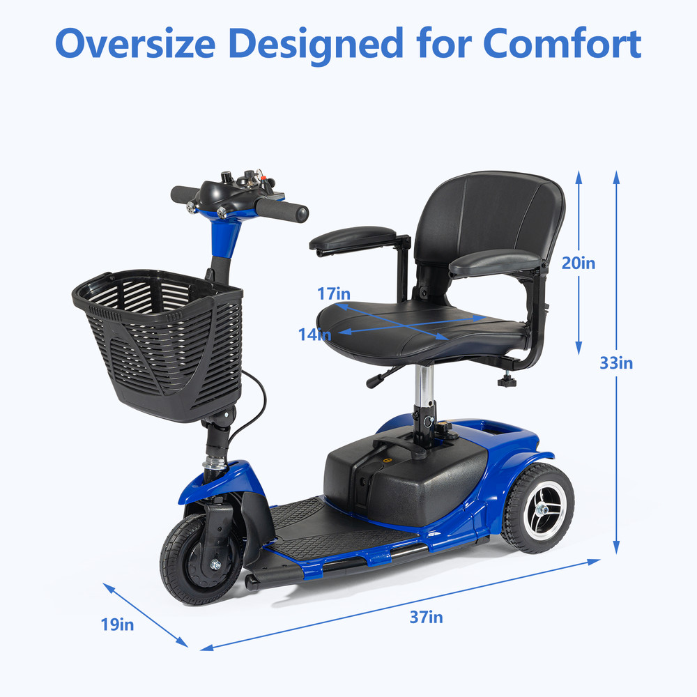 Pro 3 Wheels Mobility Scooter Electric Powered Mobile Folding Wheelchairs Device