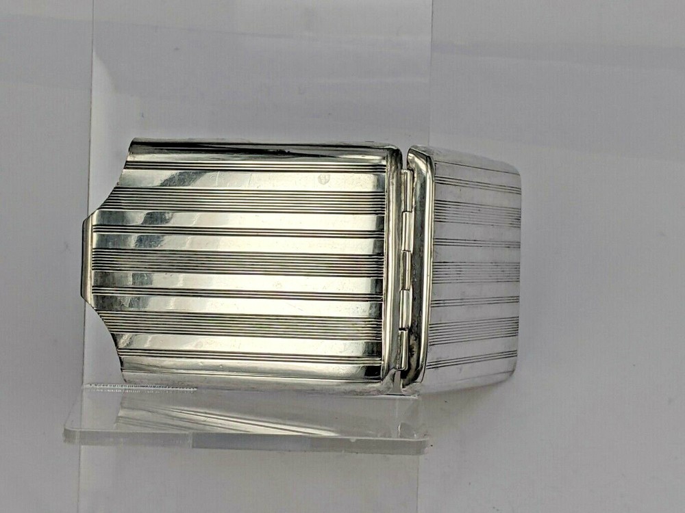 1936 Solid Silver striped vesta matchbook holder by R Pringle