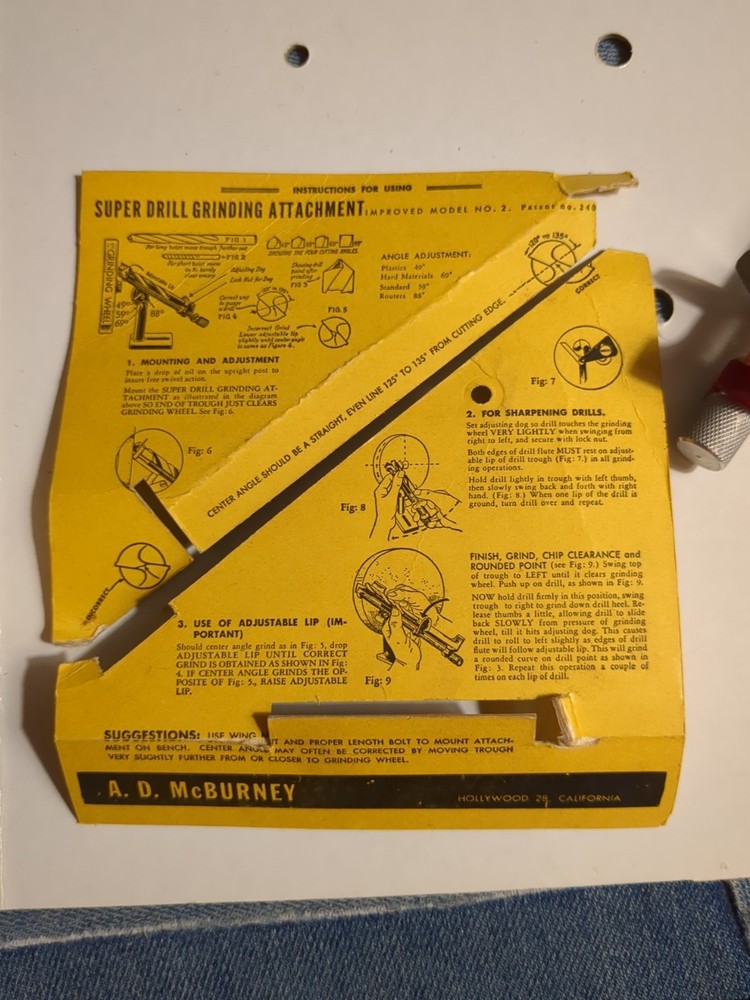 Vintage Super Drill Sharping Attachment #2 A D McBurney