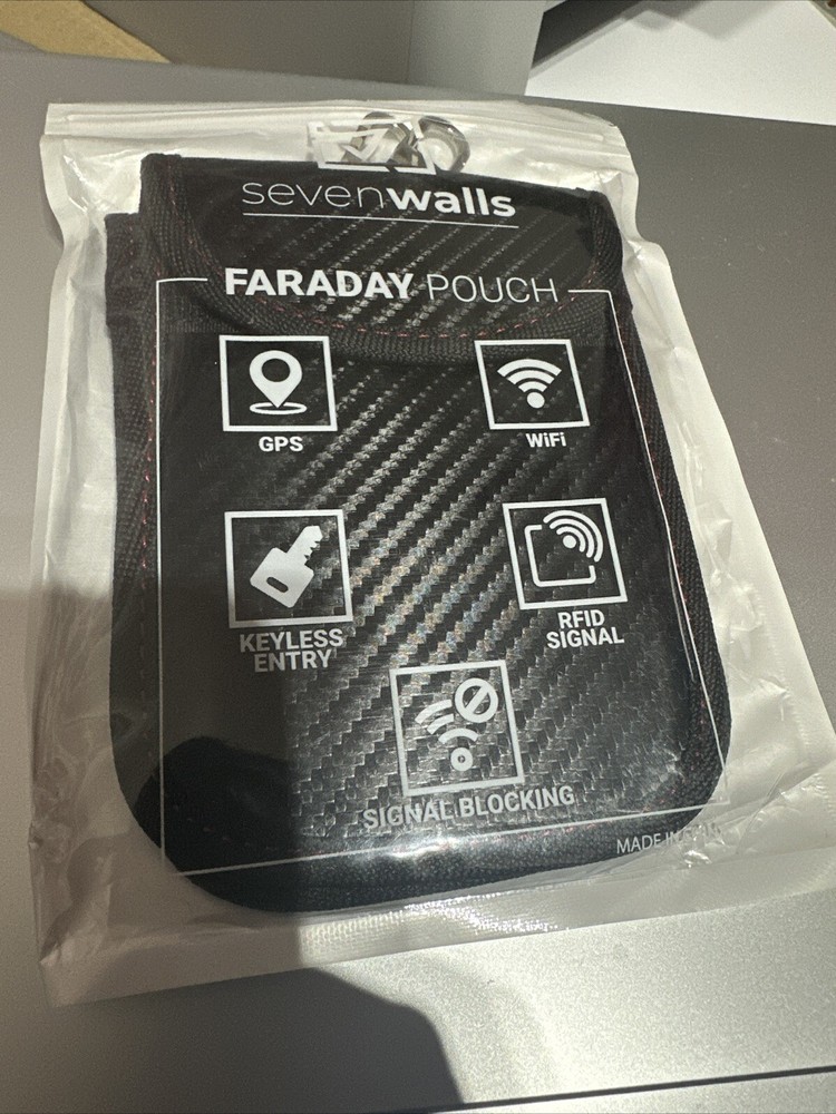 faraday pouch for car keys , key protector (2 pack)(black/red)