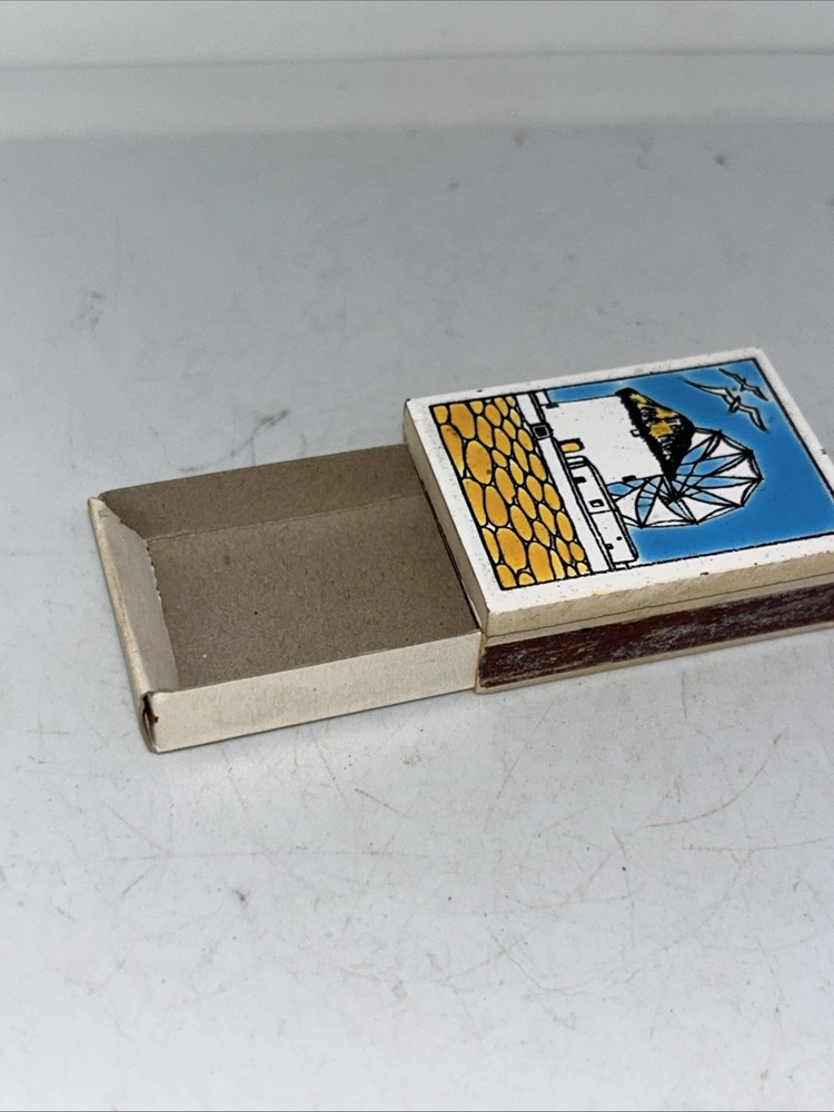 Vtg Glazed Ceramic Match Box Tile Top Greece 1.5x2”
