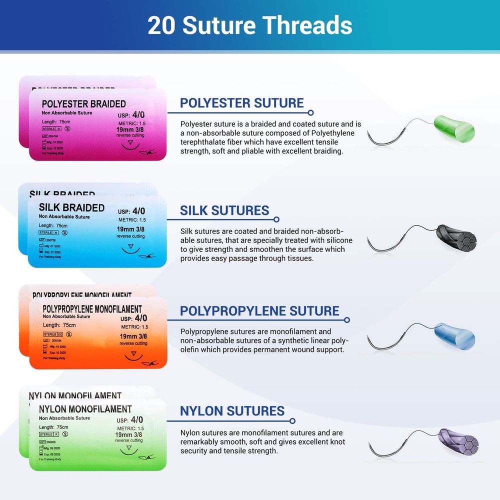 Suture Practice Kit for Medical Students | Complete Set (32 Pieces) Include D...