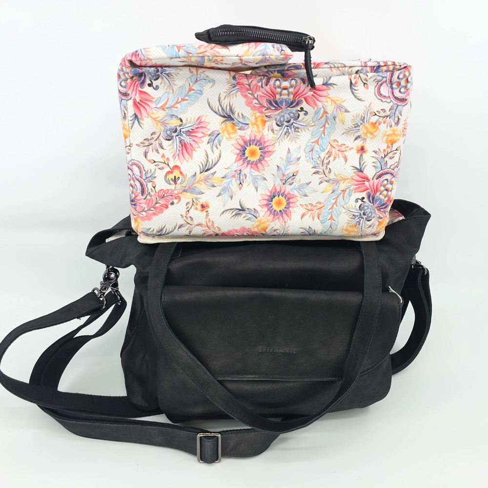 Epiphanie Leather Camera Bag Black, Removable Sections Multipocket w Strap