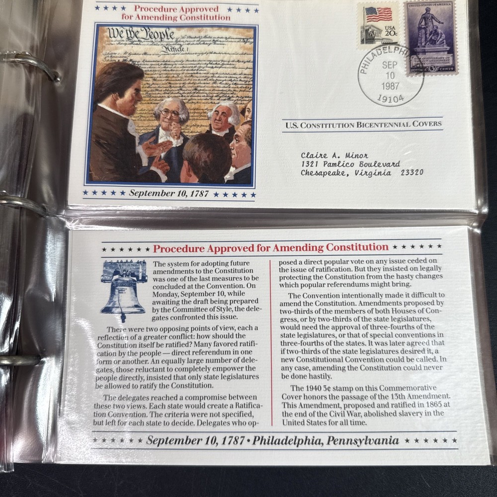 US Constitution Bicentennial Covers Collection 87 Envelopes Postal Commemorative