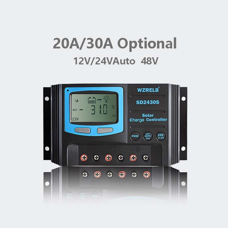 PWM Solar Panel Battery Charge LCD Controller 20A/30A 12V/24V/48V Regulator