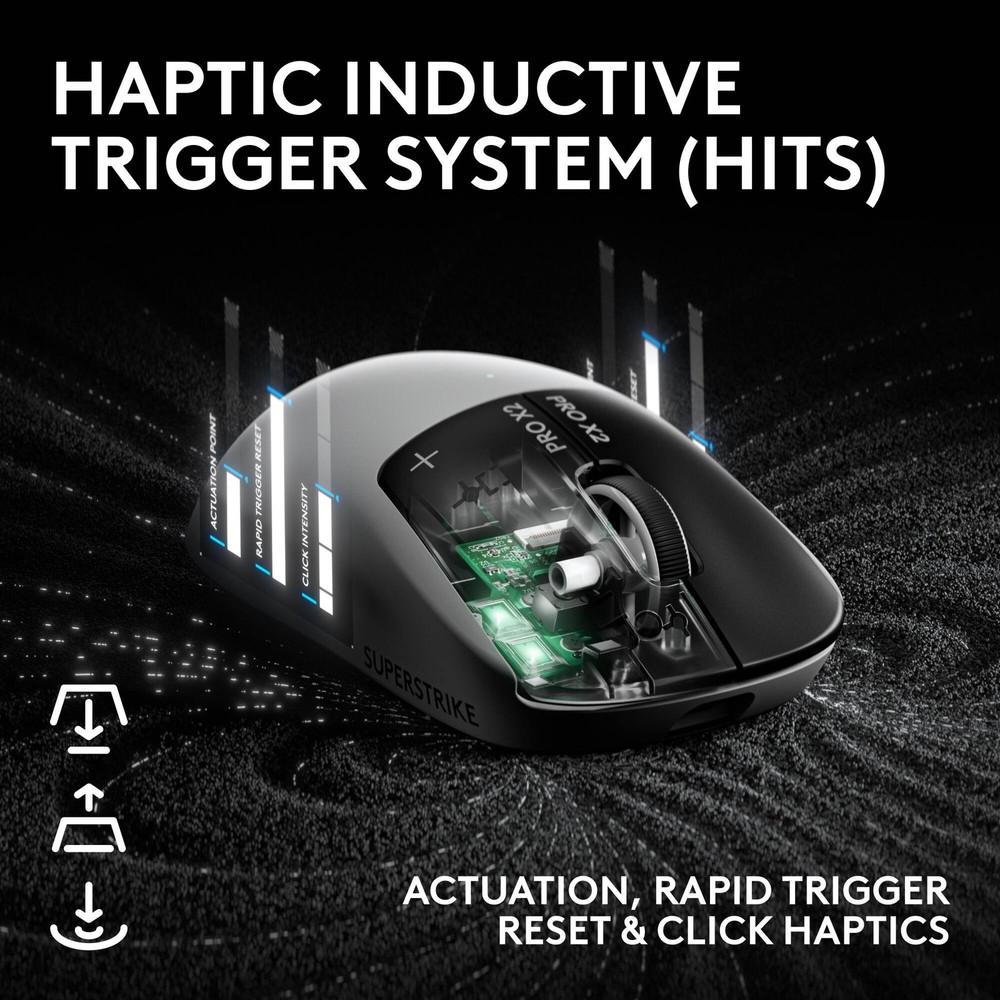 Logitech - PRO X2 SUPERSTRIKE LIGHTSPEED Lightweight Wireless Gaming Mouse wi...
