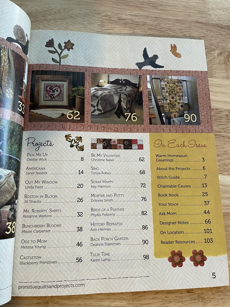Primitive Quilts & Projects Magazine Spring 2017 Quilting Rug Hooking Stitching