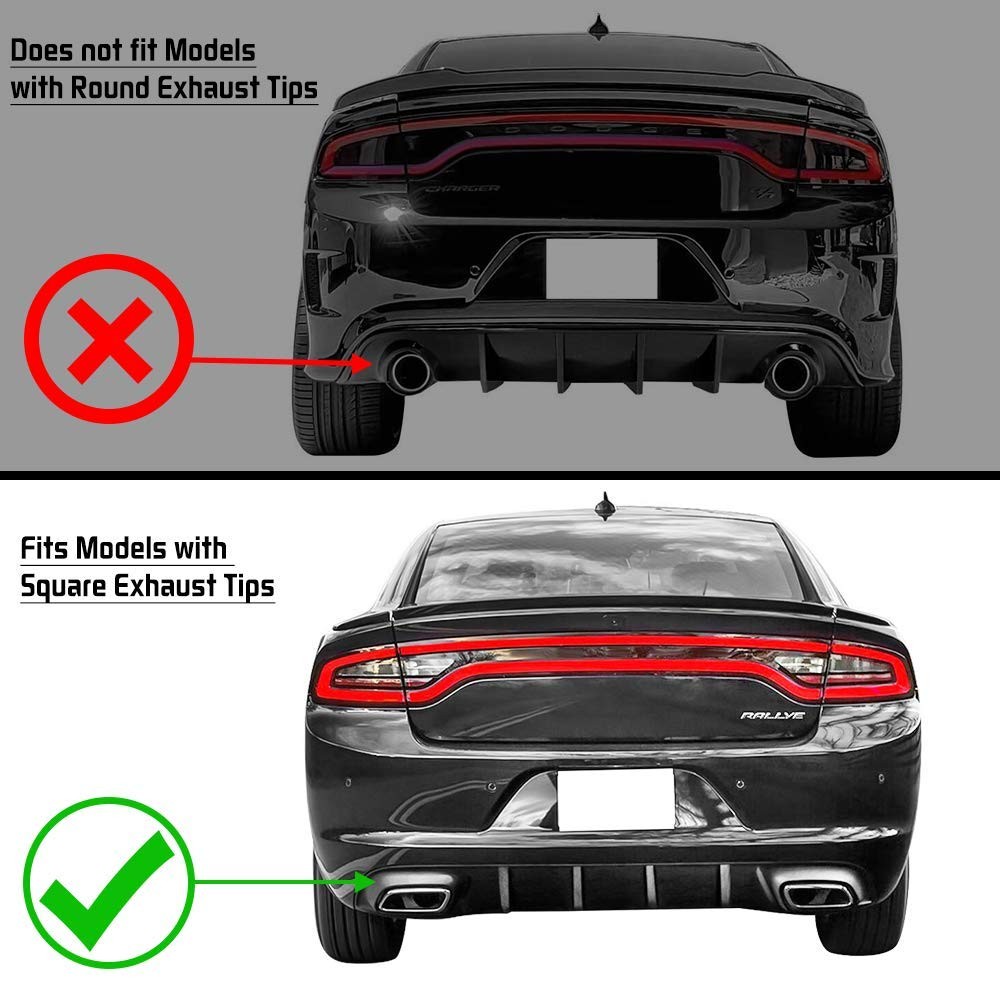 Rear Diffuser, Compatible with 2015-2018 Dodge Charger Base, Dodge Charger