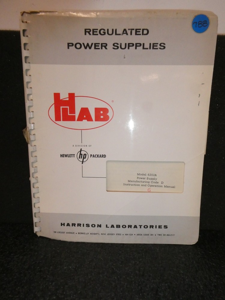 HP 6202A (Manufacturing Code D) Power Supply Instruction & Operating Manual