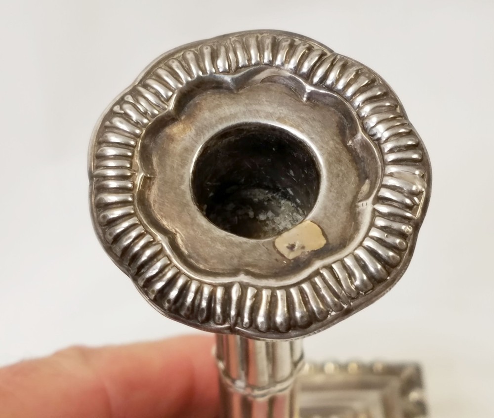 Antique Hallmarked Sterling Silver Neo-Classical Column Candlestick