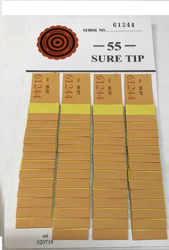 One Dozen # 55 Sure Tip Boards (0-0/9-9)  Pull Tab/Jar Tickets Free Shipping US