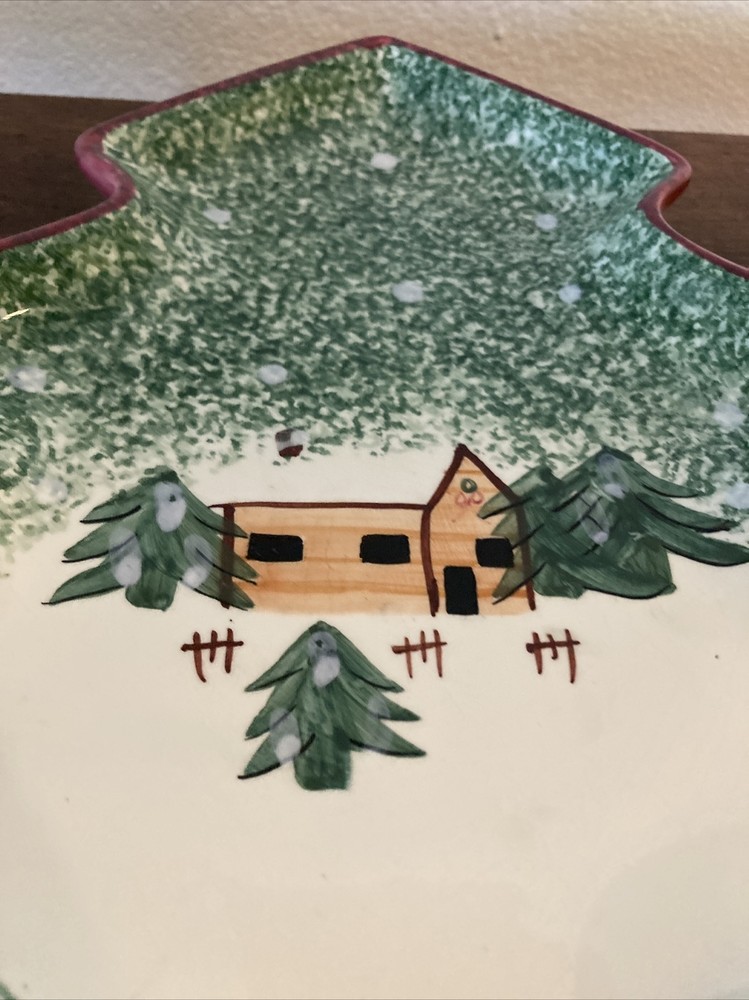 Tree Shaped Serving Dish Cabin Jay Import Christmas 12”x10” (at Widest Point)