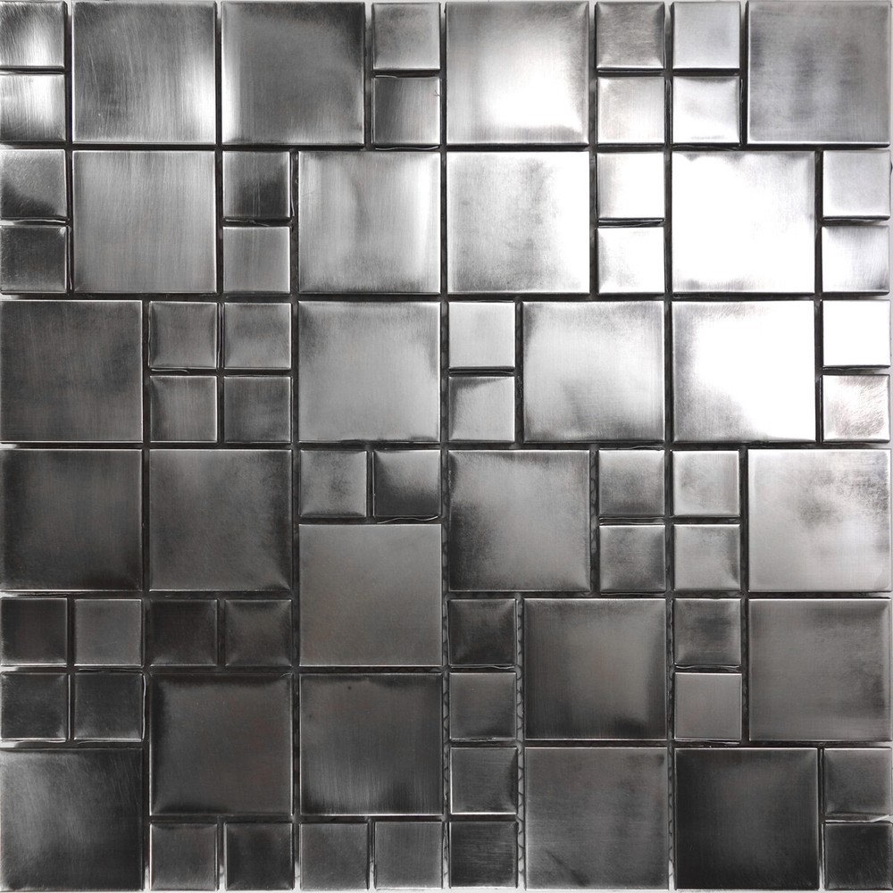 Rustic Industrial Stainless Steel Pattern Mosaic Tile Kitchen Backsplash Spa