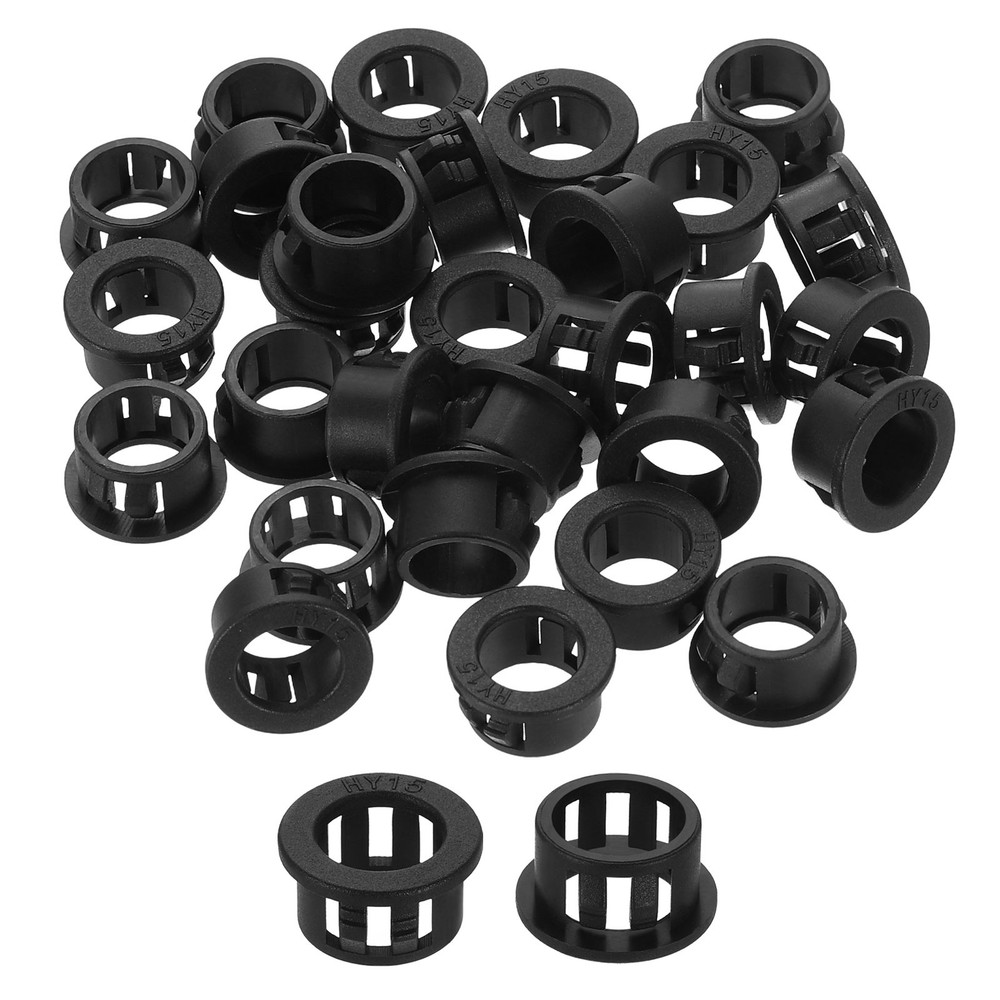 45Pcs Snap Bushing Grommets, 19/32"(15mm) Round Cable Hose Protector, Black