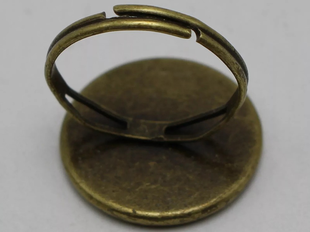 20 Bronze Tone Adjustable Ring Round Blank Cabochon Pad Bezel Setting Cup 18mm