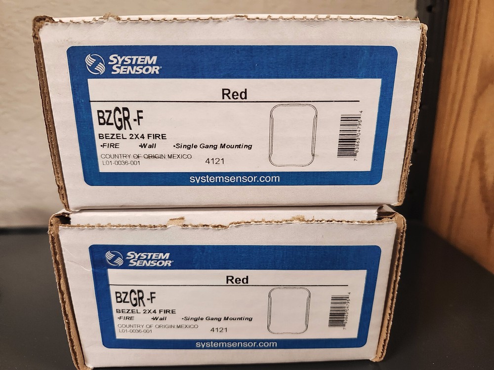 L-Series Wall Bezel, Compact, Red, Fire Labeled. 5 Pack. System Sensor #BZGR-F