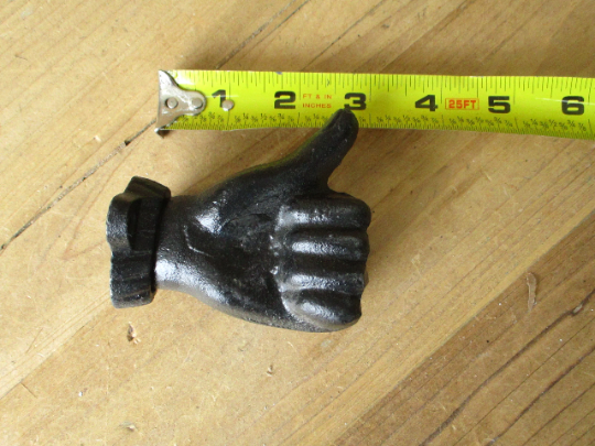 6 Cast Iron Hand Wall Mounted Hook Door Knob Pulls Thumbs Up Drawer Pull Black