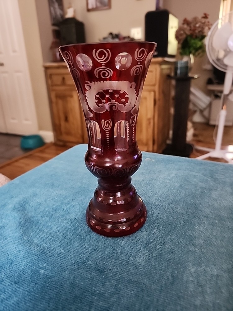 Vintage 1920's Egermann Ruby Red Bohemian Czech Glass