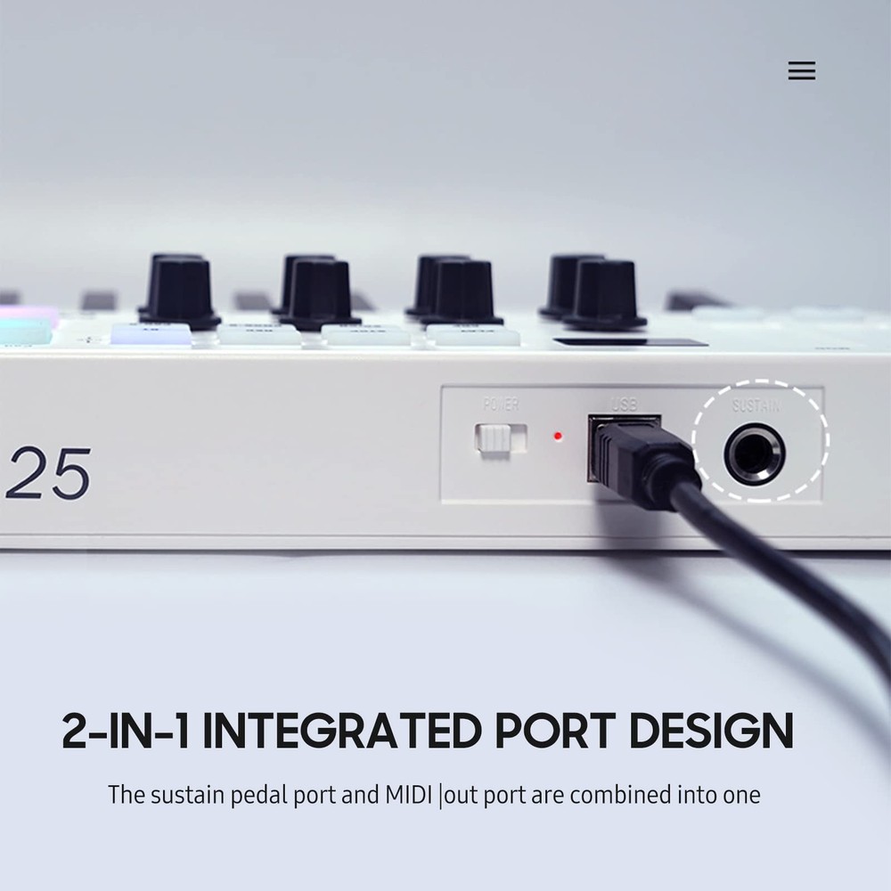 25-Key MIDI Control Keyboard Mini Portable USB Keyboard MIDI Controller with ...