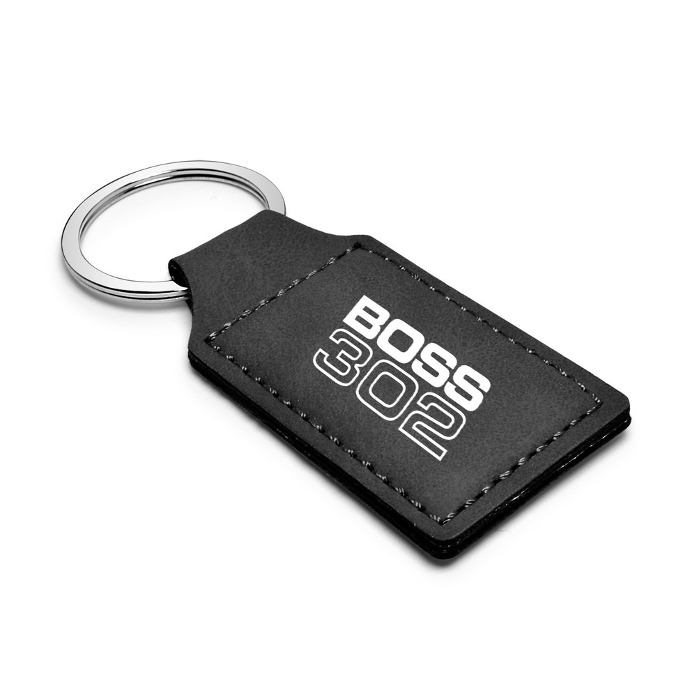 Ford Mustang Boss 302 Rectangular Black Leather Key Chain