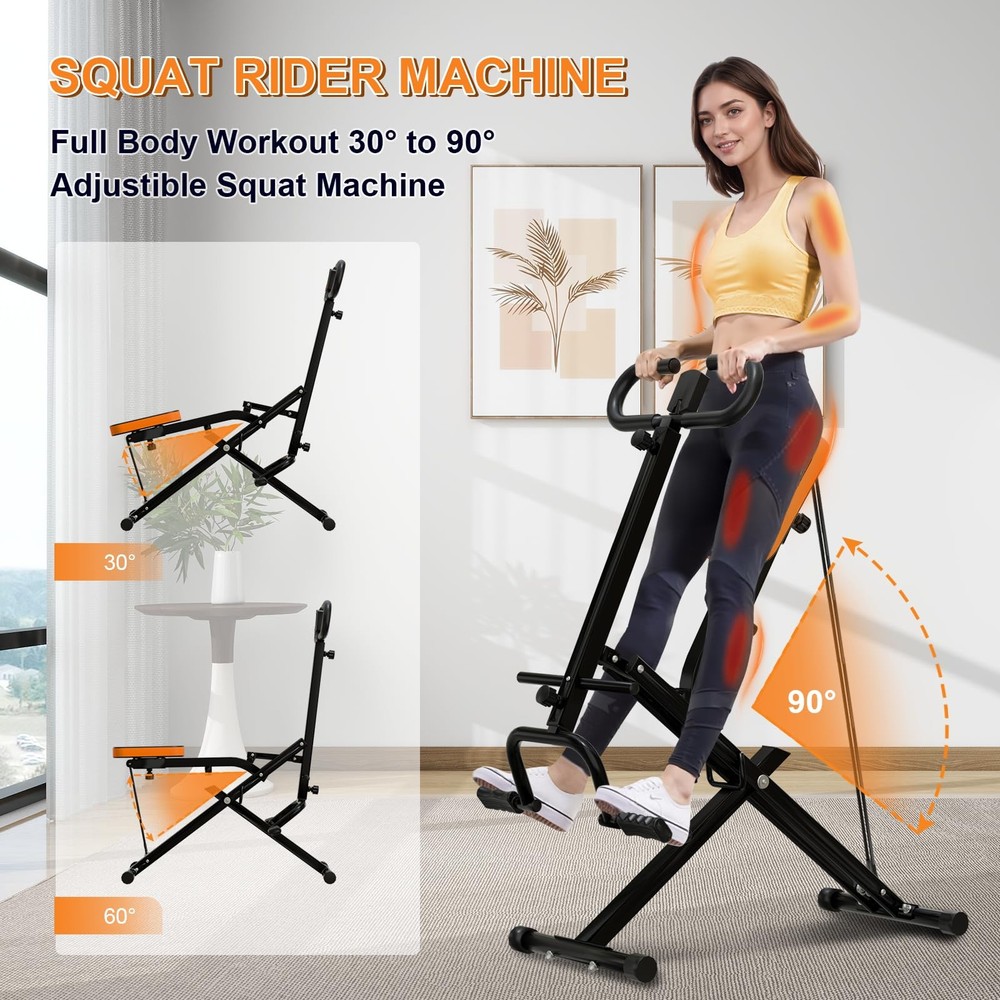 Squat Machine for Home, Squat Assist Trainer with Adjustable Resistance, Fold...