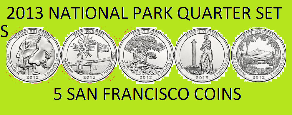 2013 S America the Beautiful Quarter 5 Coin Set
