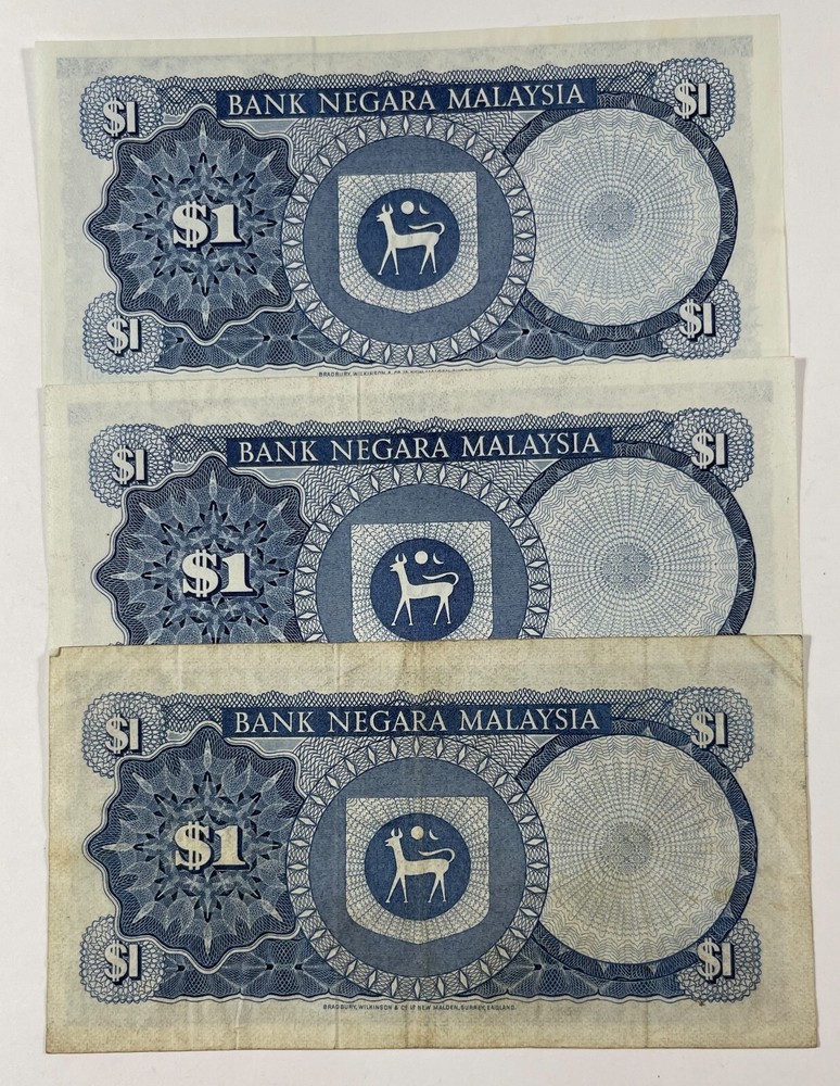Malaysia $1 3 notes (#515)