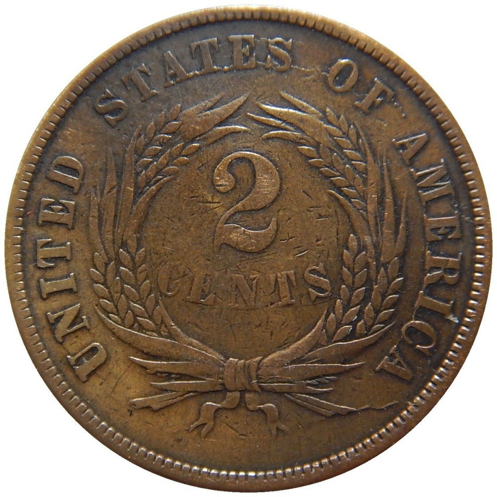 Two cent piece 1867 massive die cracks