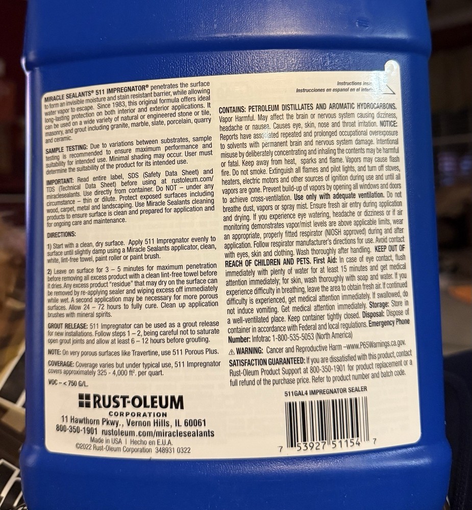 Miracle Sealants 511 Impregnator, Gallon Solvent Based