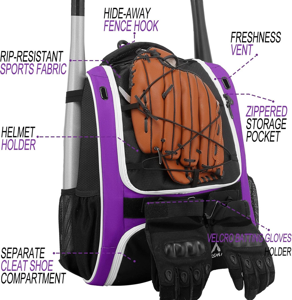 Baseball Bag-Baseball Backpack Holder for Baseball, Large Main Compartment,Softb