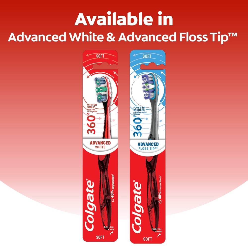 Colgate 360 Advanced Whitening Medium Toothbrush Pack, 4 Count
