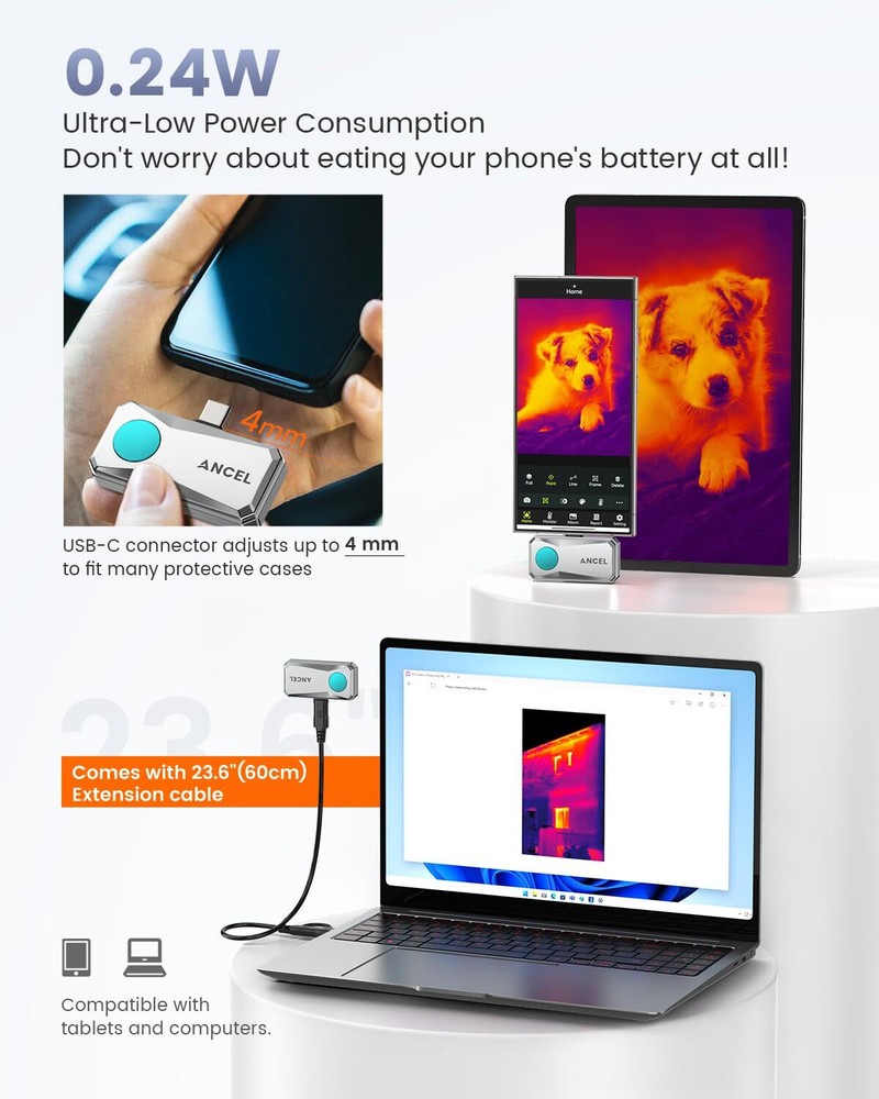 ANCEL IR101 PLUS Compact Night Thermal Imaging Camera for USB-C Android Devices