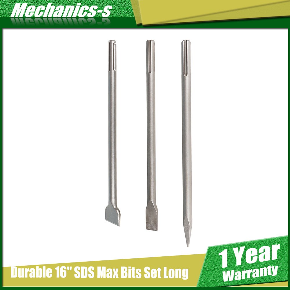 16-Inch SDS Max Chisel Set Heavy Duty Rotary Hammer Chisel Bit Set 3Pcs