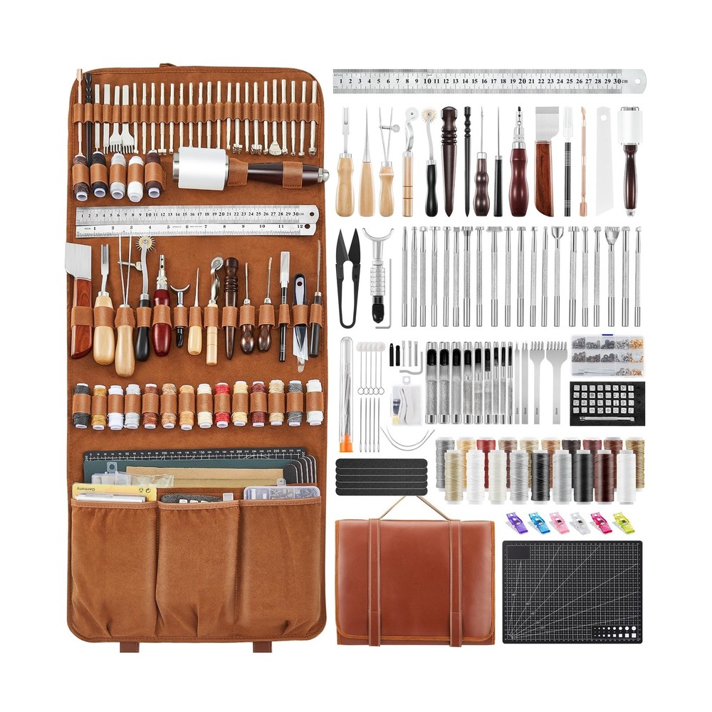 SAKERNEO Professional Leather Working Tools Kit with 52 Stamping Molds, Multi...