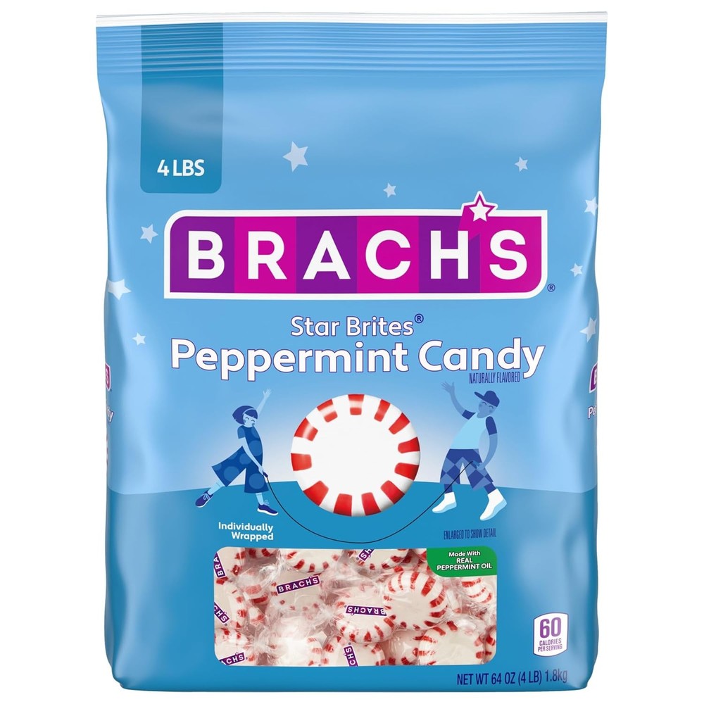 Brach's Star Brites, Candy, Peppermint, Individually Wrapped, Made 4 Pounds