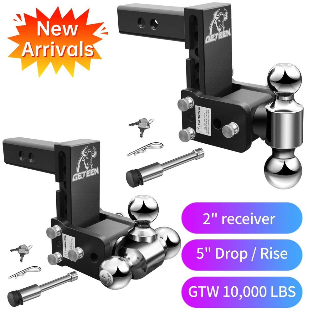 Tow & Stow Adjustable Trailer Hitch Fits 2" Receiver 5"/7" Drop Hitch 10,000 GTW