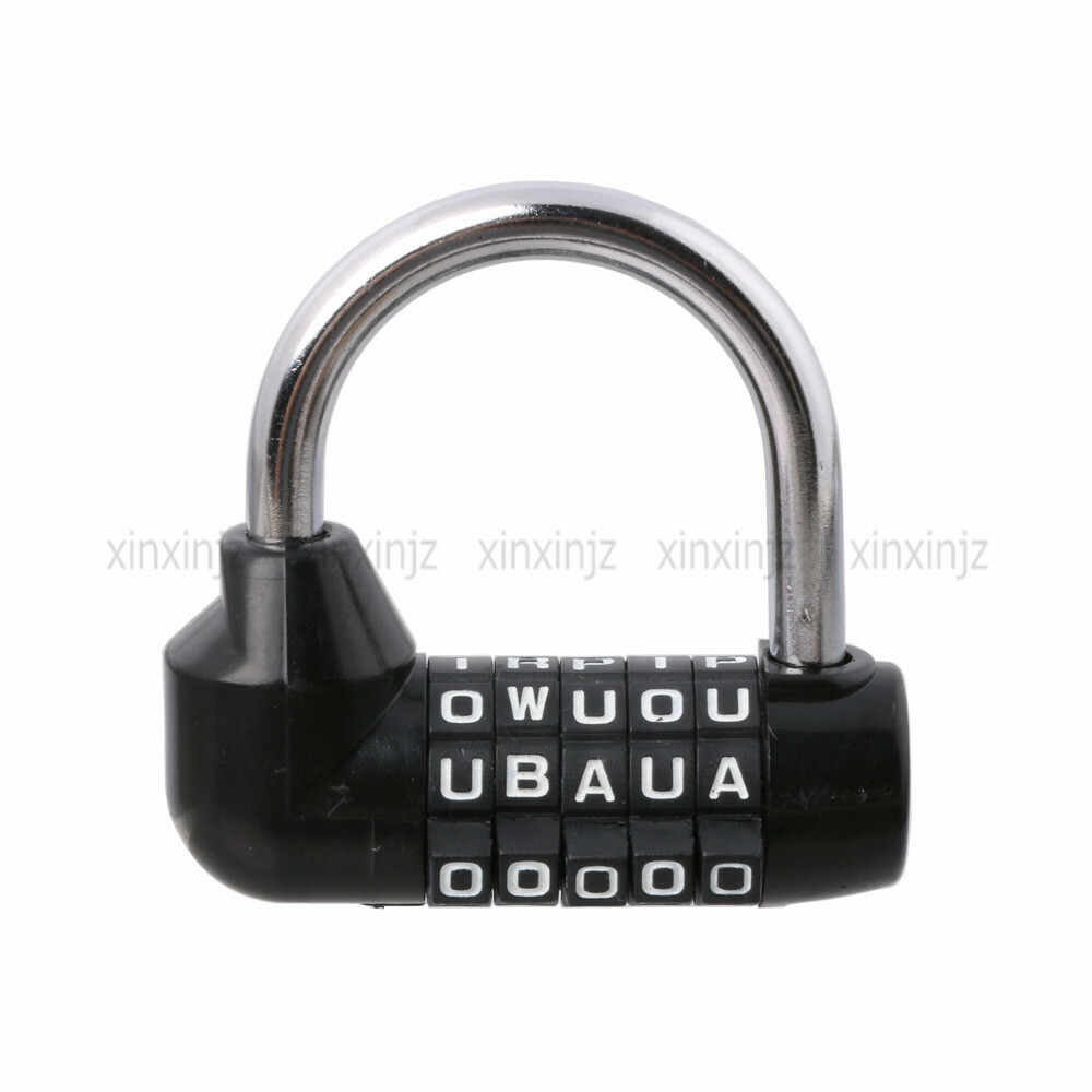 Black 5 Digit letter Password lock Gym Padlock