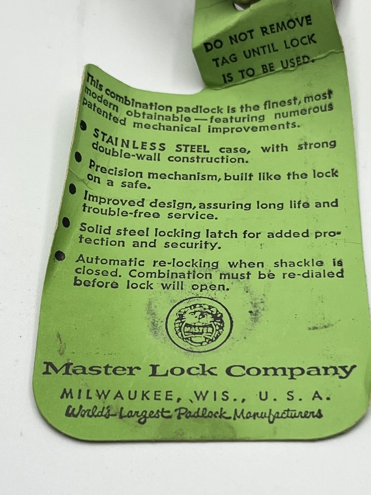 Master Combination Padlock 1500 Vintage Original Box