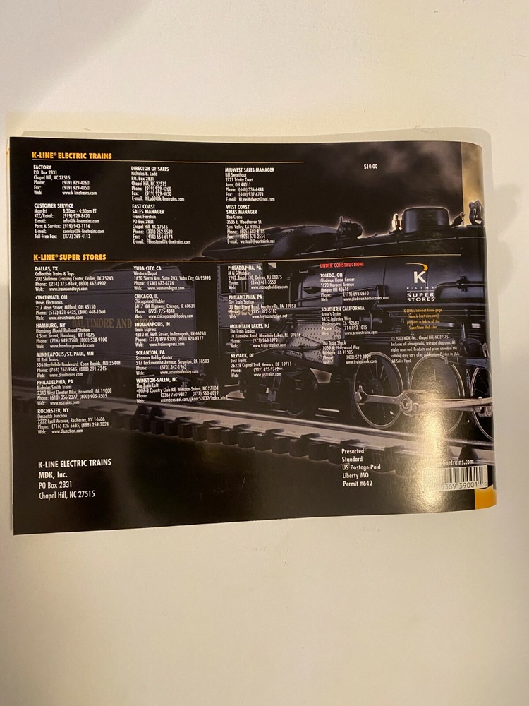 K-LINE O 2003 FIRST EDITION CATALOG MINT