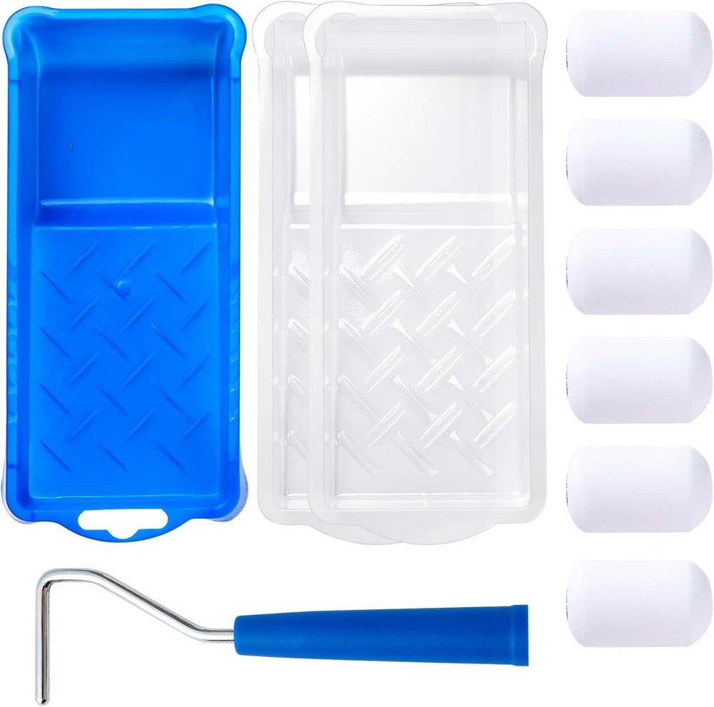 Mini 2 Inch Paint Roller Set with Tray & Liners - Effortless Painting Solution