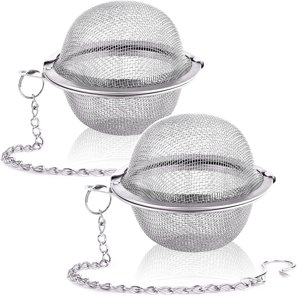 2PCS Stainless Steel Mesh Tea Infuser 2.1" Tea Ball Strainer with Hook