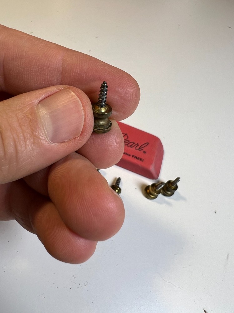 10: Tiny Small Vintage Mid Century Solid Brass Feet Knobs Handles Screw Hardware