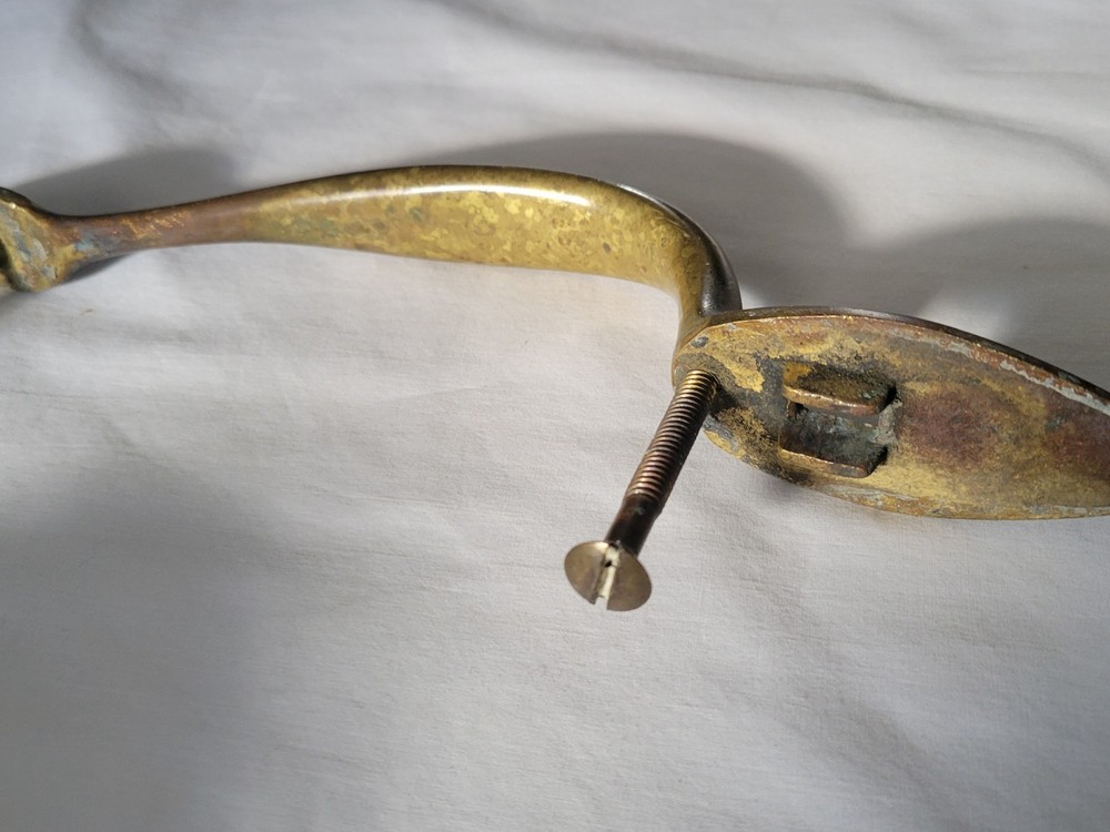 Vintage Solid Brass Arrow Point Door Handle Pull 10.25" -No Thumb Latch