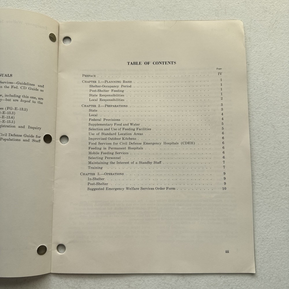 Emergency Feeding, Emergency Welfare Services Manual June 1966