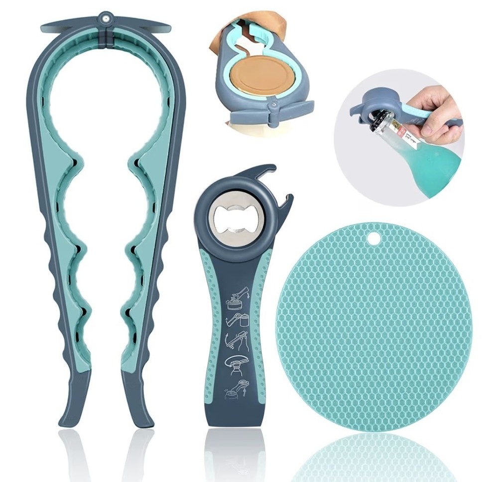 Jar Opener for Weak Hands, Seniors with Arthritis, 5 in 1 Multi Function Bottle