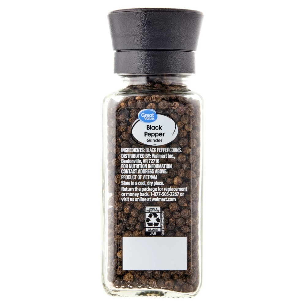 Great Value Black Pepper Grinder, 4 oz.