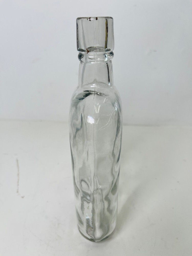 Antique Clear Glass Bottle Whiskey Flask