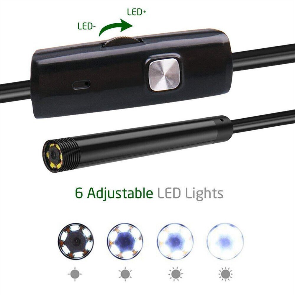 For Android PC 6.6FT 7mm USB Endoscope Borescope Snake Camera Scope Inspection