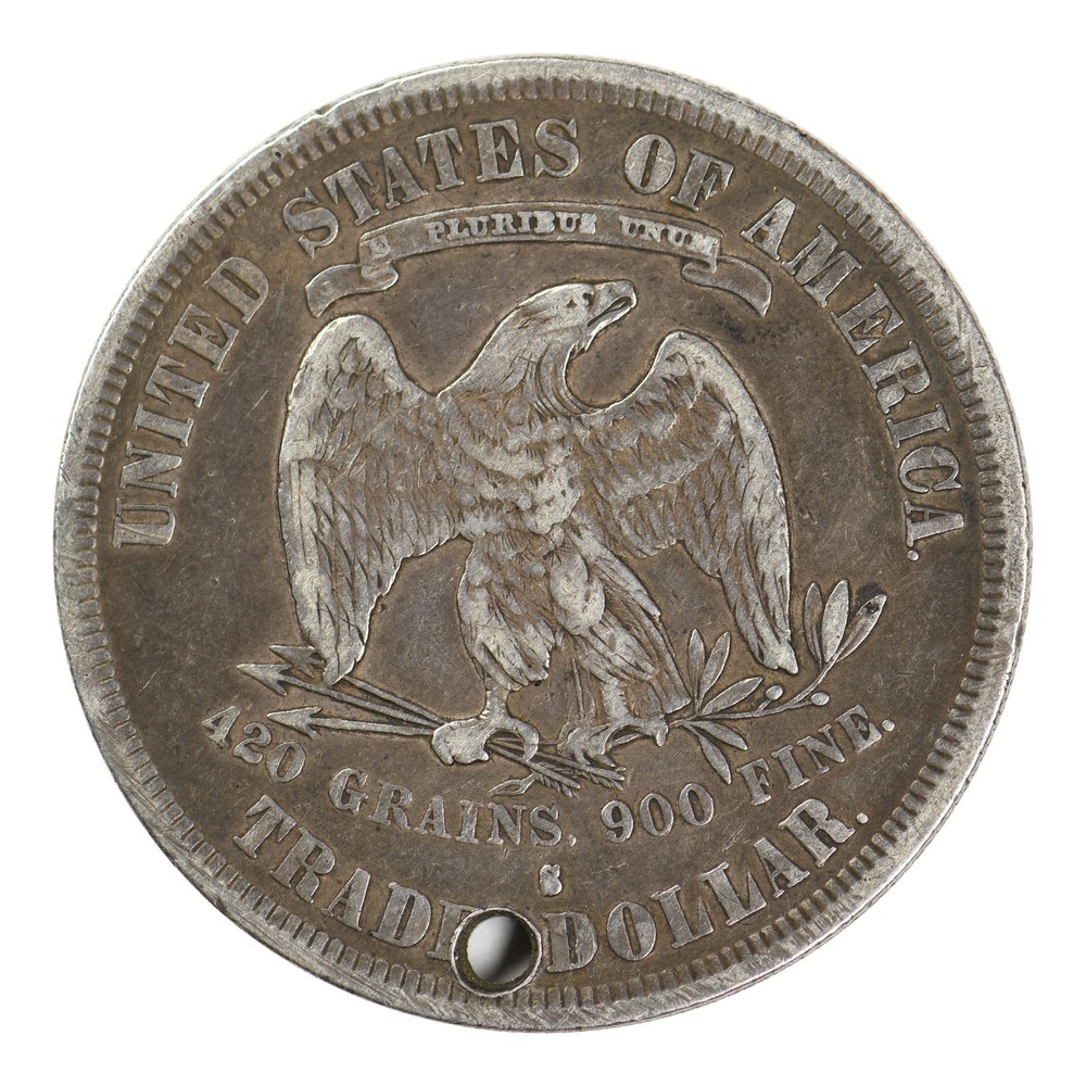 1878-S Silver Trade Dollar Circulated Condition Holed